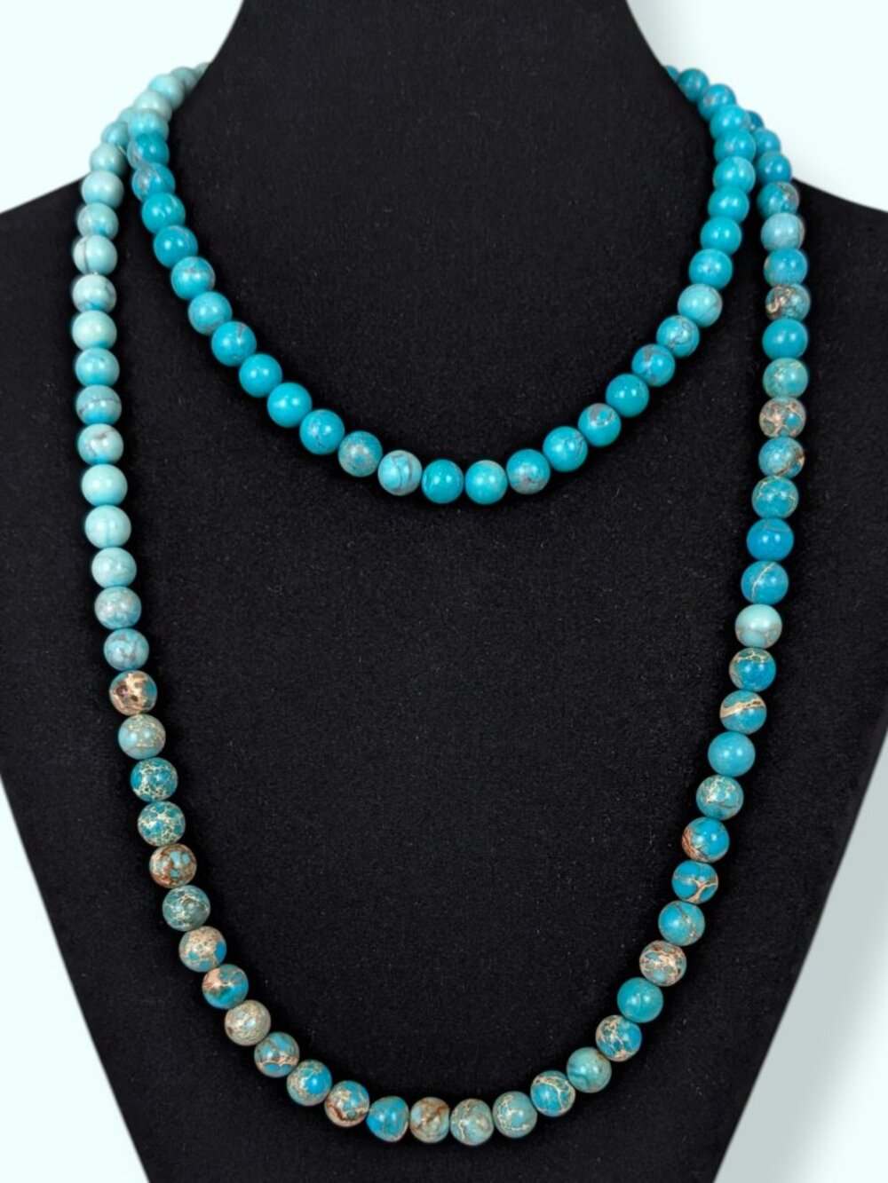 Dyed Sea Sediment Jasper Infinity Strand Necklace
